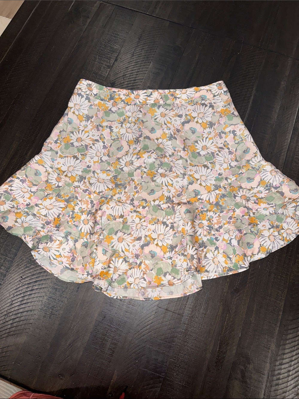 Lauren Conrad Floral Ruffle Hem Mini Skirt with Elastic Back Size M